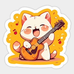 cat play guitar Sticker